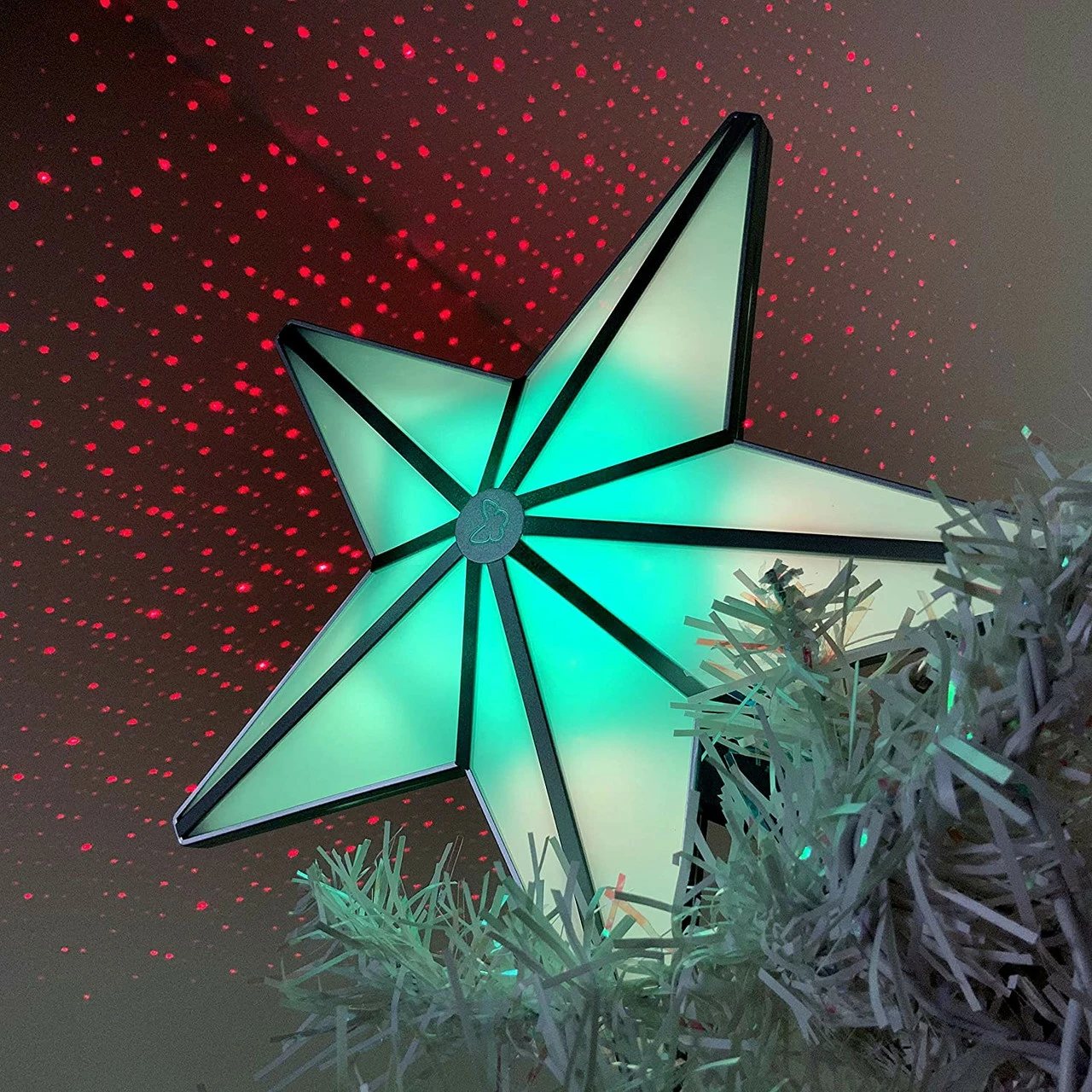 BlissLights Shining Star Christmas Tree Topper - Multicolored LED Light Show, Indoor Holiday Projector Lighting (Gold Trim, Red Stars) 5 BlissLights Shining Star Christmas Tree Topper - Multicolored LED Light Show, Indoor Holiday Projector Lighting (Gold Trim, Red Stars) - Image 5