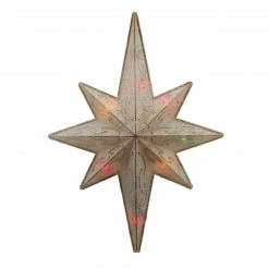 Sienna 11" Multi-Color Frosted Gold Colored Bethlehem Star Christmas Tree Topper Lights