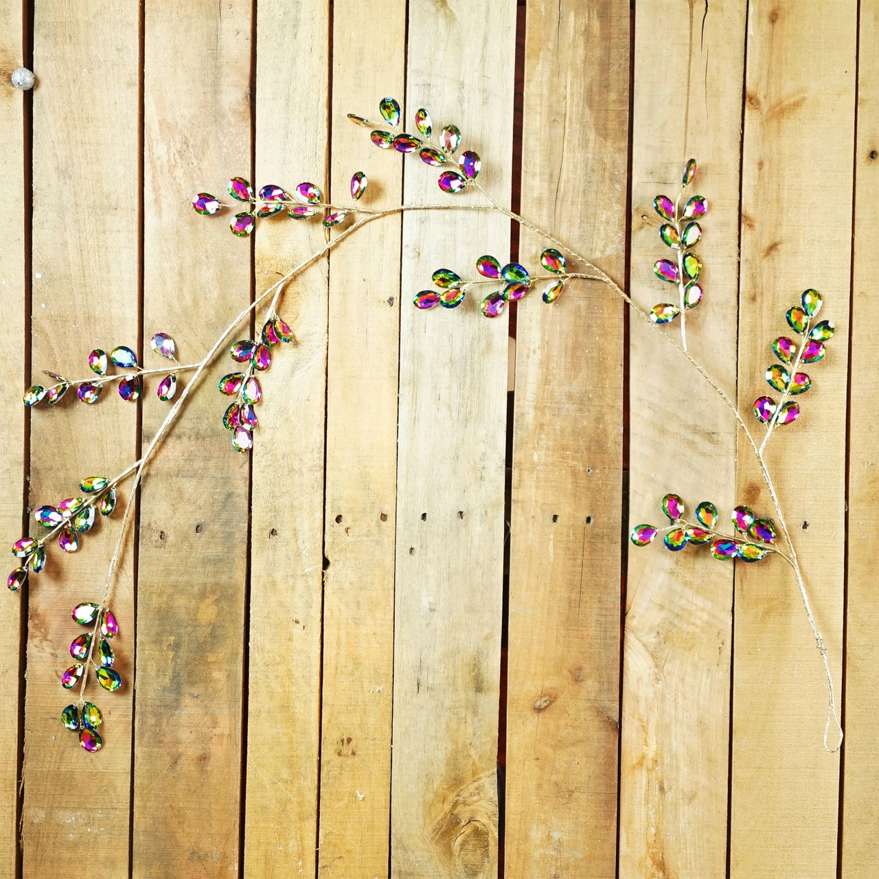 Mark Roberts 3.75' X 7" Peacock Rainbow Jeweled Artificial Christmas Garland - Unlit 3 Mark Roberts 3.75' X 7" Peacock Rainbow Jeweled Artificial Christmas Garland - Unlit - Image 3