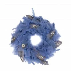 Northlight 12" Blue And Gray Feather Artificial Christmas Wreath - Unlit