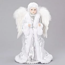 Roman 17" White And Silver Sequin Angel Christmas Tree Topper