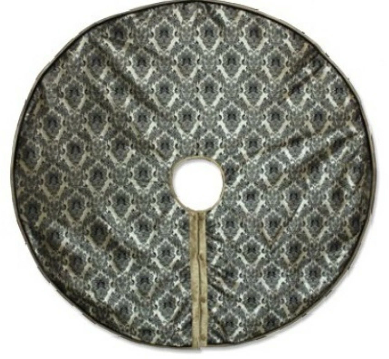 Melrose 54" Elegant Shiny Black And Antique Gold Damask Floral Print Christmas Tree Skirt 1 Melrose 54" Elegant Shiny Black And Antique Gold Damask Floral Print Christmas Tree Skirt