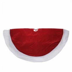 Northlight 60" Traditional Red Christmas Tree Skirt With White Trim