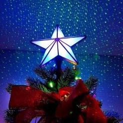 BlissLights Shining Star Christmas Tree Topper - Multicolored LED Light Show, Indoor Holiday Projector Lighting (Gold Trim, Green Stars) -Wreaths & Garland shop 358b56ce 8aa7 42ee 8f5c b4480b4d7401 17690.1623105389