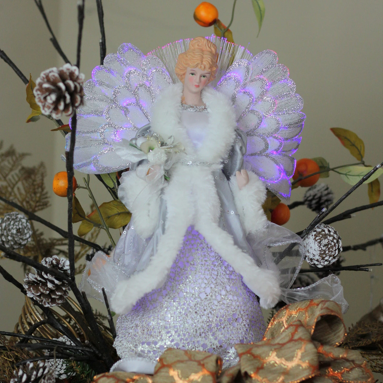 Northlight 13" Gray And Silver Lighted Fiber Optic Angel In Gown Christmas Tree Topper - Multicolor Lights 3 Northlight 13" Gray And Silver Lighted Fiber Optic Angel In Gown Christmas Tree Topper - Multicolor Lights - Image 3