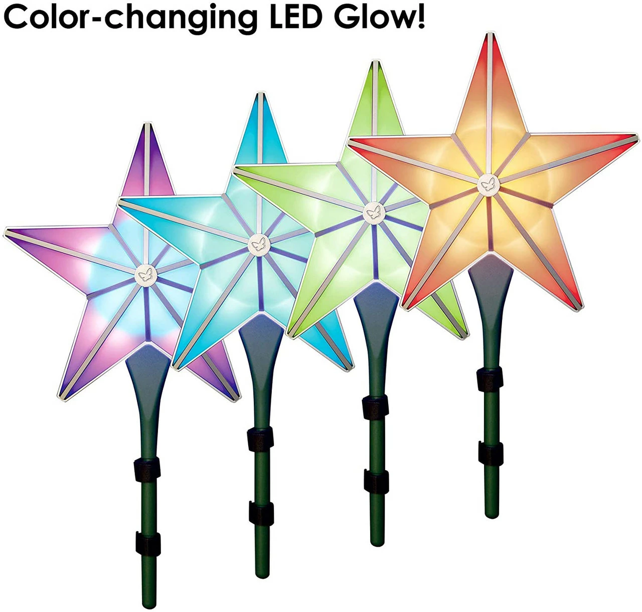 BlissLights Shining Star Christmas Tree Topper - Multicolored LED Light Show, Indoor Holiday Projector Lighting (Gold Trim, Red Stars) 2 BlissLights Shining Star Christmas Tree Topper - Multicolored LED Light Show, Indoor Holiday Projector Lighting (Gold Trim, Red Stars) - Image 2
