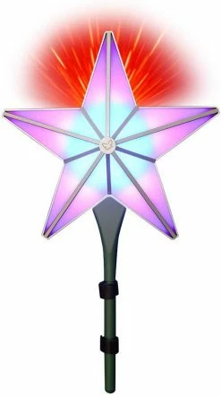 BlissLights Shining Star Christmas Tree Topper - Multicolored LED Light Show, Indoor Holiday Projector Lighting (Silver Trim, Red Stars)