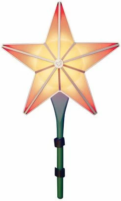 BlissLights Shining Star Christmas Tree Topper - Multicolored LED Light Show, Indoor Holiday Projector Lighting (Gold Trim, Red Stars)