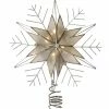 Kurt Adler 10.5" Lighted Capiz Star With Silver Snow Flake Christmas Tree Topper - Clear Lights
