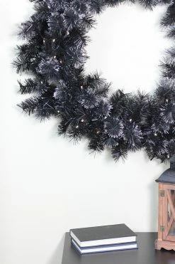 Northlight 36" Battery Operated Black Bristle Artificial Christmas Wreath, Warm White LED Lights -Wreaths & Garland shop 6megirgr3mcogokgmv2fxc7jpd6tgs5p 94234.1665433299
