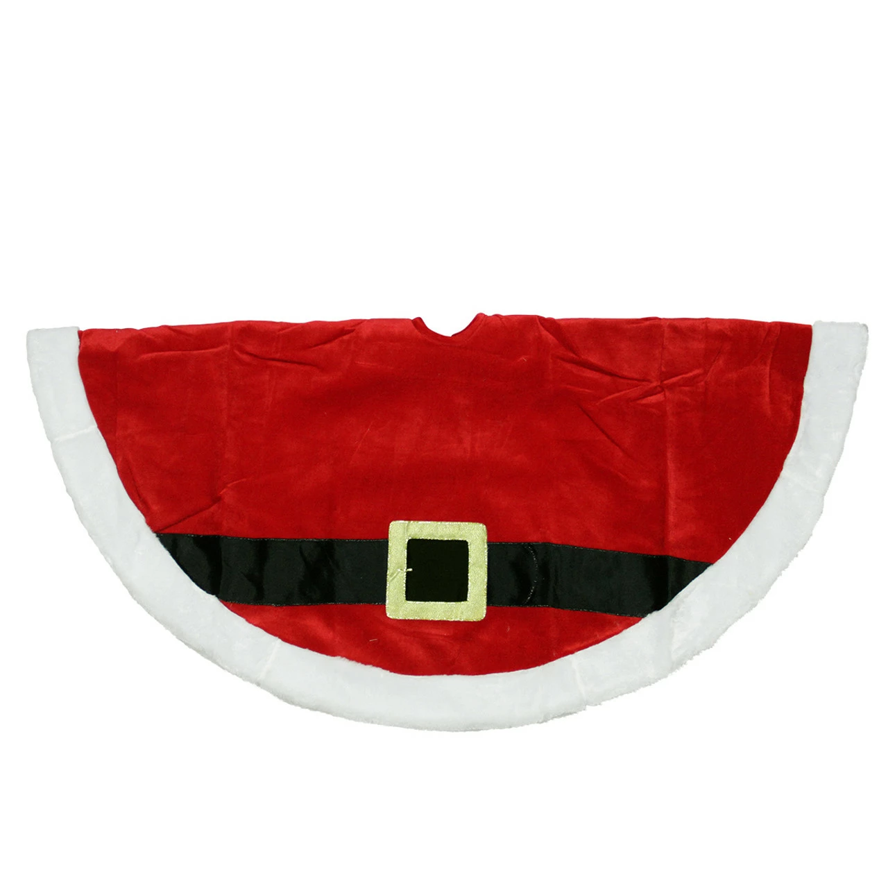 Northlight 48" Red And White Velveteen Santa Claus Belt Buckle Christmas Tree Skirt 1 Northlight 48" Red And White Velveteen Santa Claus Belt Buckle Christmas Tree Skirt