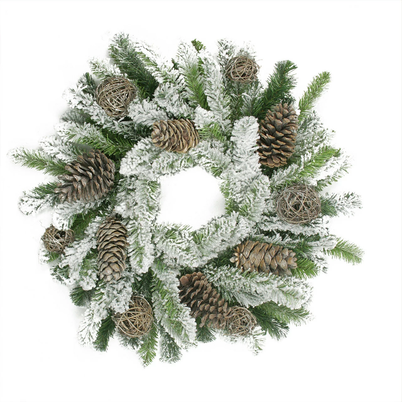Allstate Brown Flocked Pine Cone And Twig Ball Artificial Christmas Wreath - 24-Inch, Unlit 3 Allstate Brown Flocked Pine Cone And Twig Ball Artificial Christmas Wreath - 24-Inch, Unlit - Image 3