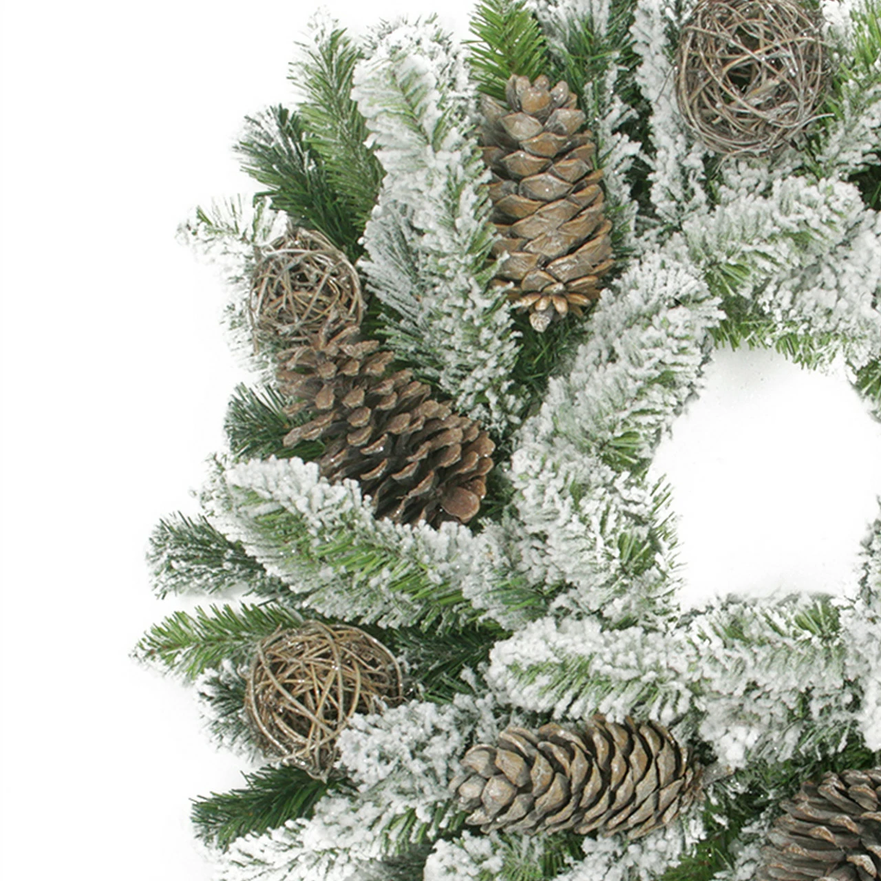 Allstate Brown Flocked Pine Cone And Twig Ball Artificial Christmas Wreath - 24-Inch, Unlit 2 Allstate Brown Flocked Pine Cone And Twig Ball Artificial Christmas Wreath - 24-Inch, Unlit - Image 2