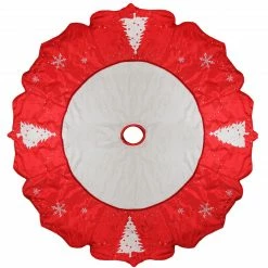 Allstate 54" Red And White Embroidered Jeweled Tree With Snowflake Christmas Tree Skirt