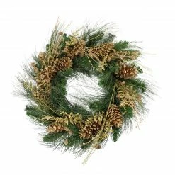 Allstate Gold Glitter Pine Cone And Berry Artificial Christmas Wreath - 26-Inch, Unlit