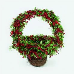 Department 56 33" Green And Red Holly Ivy Christmas Display Basket