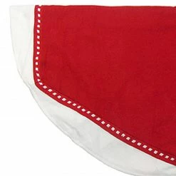 CC Christmas Decor 47" Red And White Solid Christmas Tree Skirt With Weaved Edge -Wreaths & Garland shop atn2010962 c 68060.1645058727