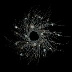 Northlight Pre-lit Champagne Gold Glittered Artificial Twig Christmas Wreath, 42-Inch, Warm White LED Lights