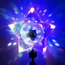 Kurt Adler 14" Retro Rotating Mirror Disco Ball Clear Star Christmas Tree Topper - Unlit
