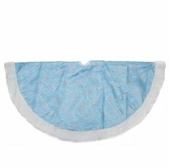 Northlight 48" Blue Glittered Floral Christmas Tree Skirt With White Faux Fur Trim