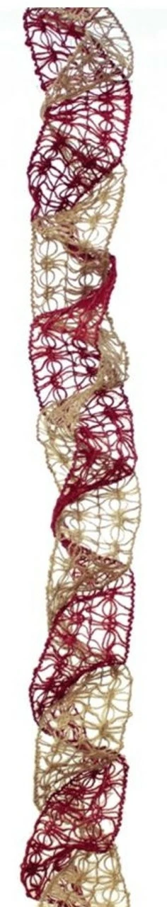 Contemporary Home Living Set Of 4 Red And Gold Christmas Ribbon Garlands 6.25'