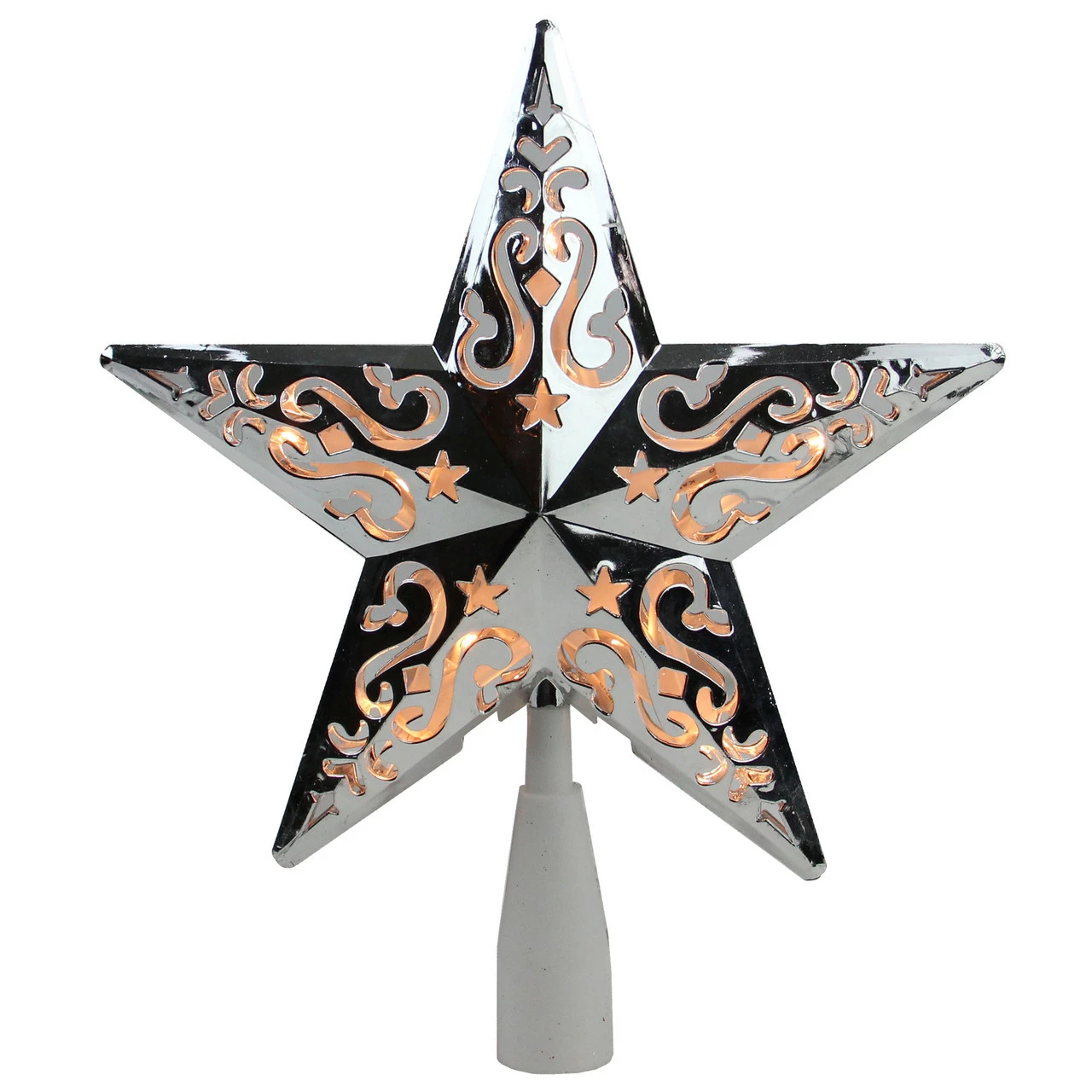 Northlight 8.5" Lighted Silver Scroll Star Christmas Tree Topper - Clear Lights 1 Northlight 8.5" Lighted Silver Scroll Star Christmas Tree Topper - Clear Lights