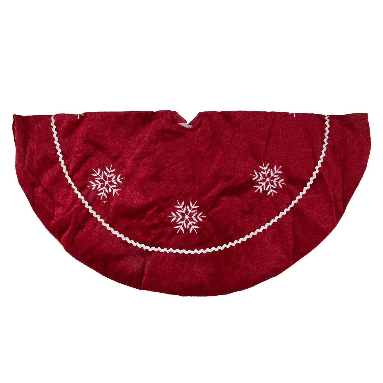 Northlight 24" Red With White Snowflakes Christmas Tree Skirt 2 Northlight 24" Red With White Snowflakes Christmas Tree Skirt - Image 2