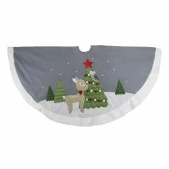 Dyno 48" Gray And White Deer With Owl Christmas Tree Skirt