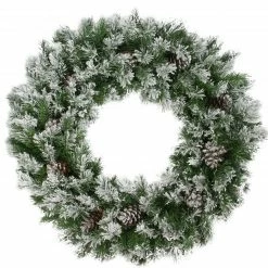 Northlight 36" Snowy Flocked Angel Pine With Pine Cones Artificial Christmas Wreath - Unlit