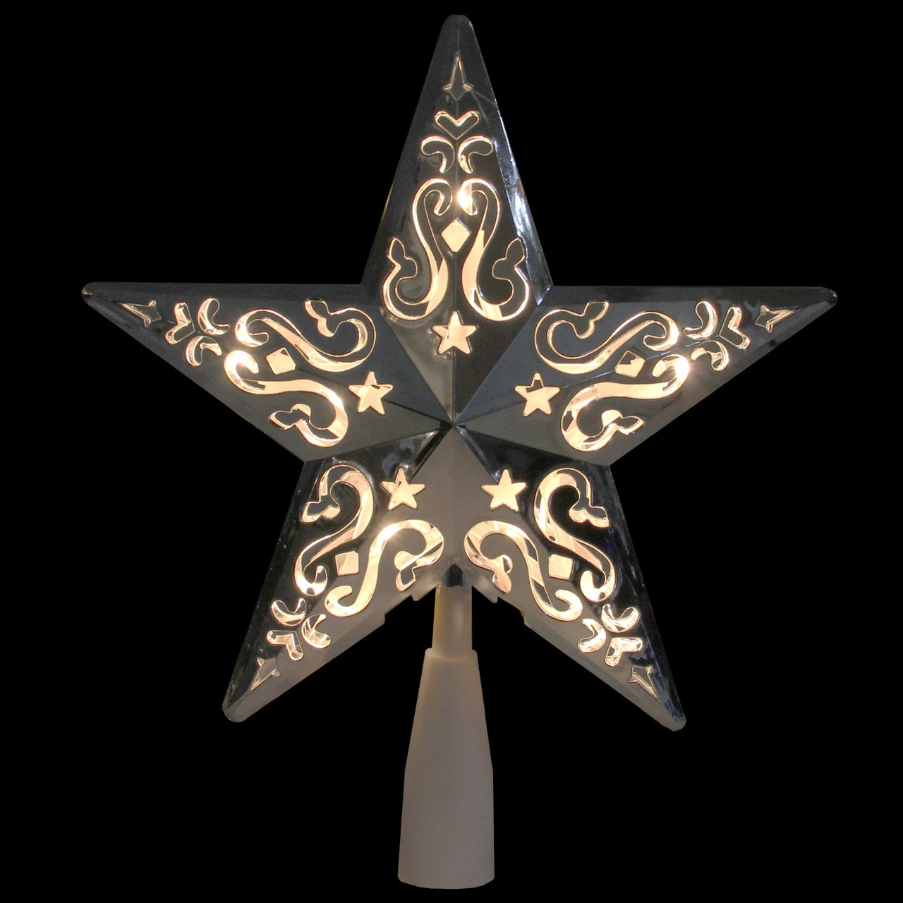 Northlight 8.5" Lighted Silver Scroll Star Christmas Tree Topper - Clear Lights 2 Northlight 8.5" Lighted Silver Scroll Star Christmas Tree Topper - Clear Lights - Image 2