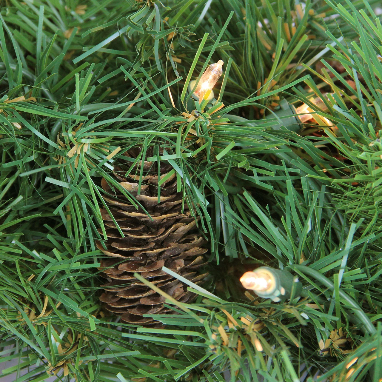 Northlight Pre-Lit Dakota Pine Artificial Christmas Wreath - 24-Inch, Clear Lights 2 Northlight Pre-Lit Dakota Pine Artificial Christmas Wreath - 24-Inch, Clear Lights - Image 2