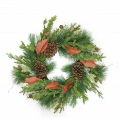 Northlight Mixed Pine With Red Leaves And Pine Cones Artificial Christmas Wreath - 26-Inch, Unlit