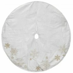 Northlight 48" White With Gold Embroidered Snowflakes Christmas Tree Skirt