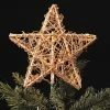 Kurt Adler 11" Gold Glittered Rattan 3D Star Christmas Tree Topper - Clear Lights