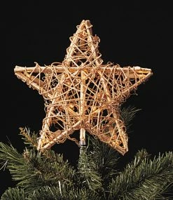 Kurt Adler 11" Gold Glittered Rattan 3D Star Christmas Tree Topper - Clear Lights