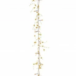 Hofert 78" Pre-Lit LED Gold Beaded Artificial Christmas Garland