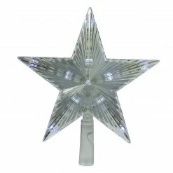 Hofert 9.5" Lighted Clear Twinkling 5-Point Star Christmas Tree Topper - Clear White LED Lights