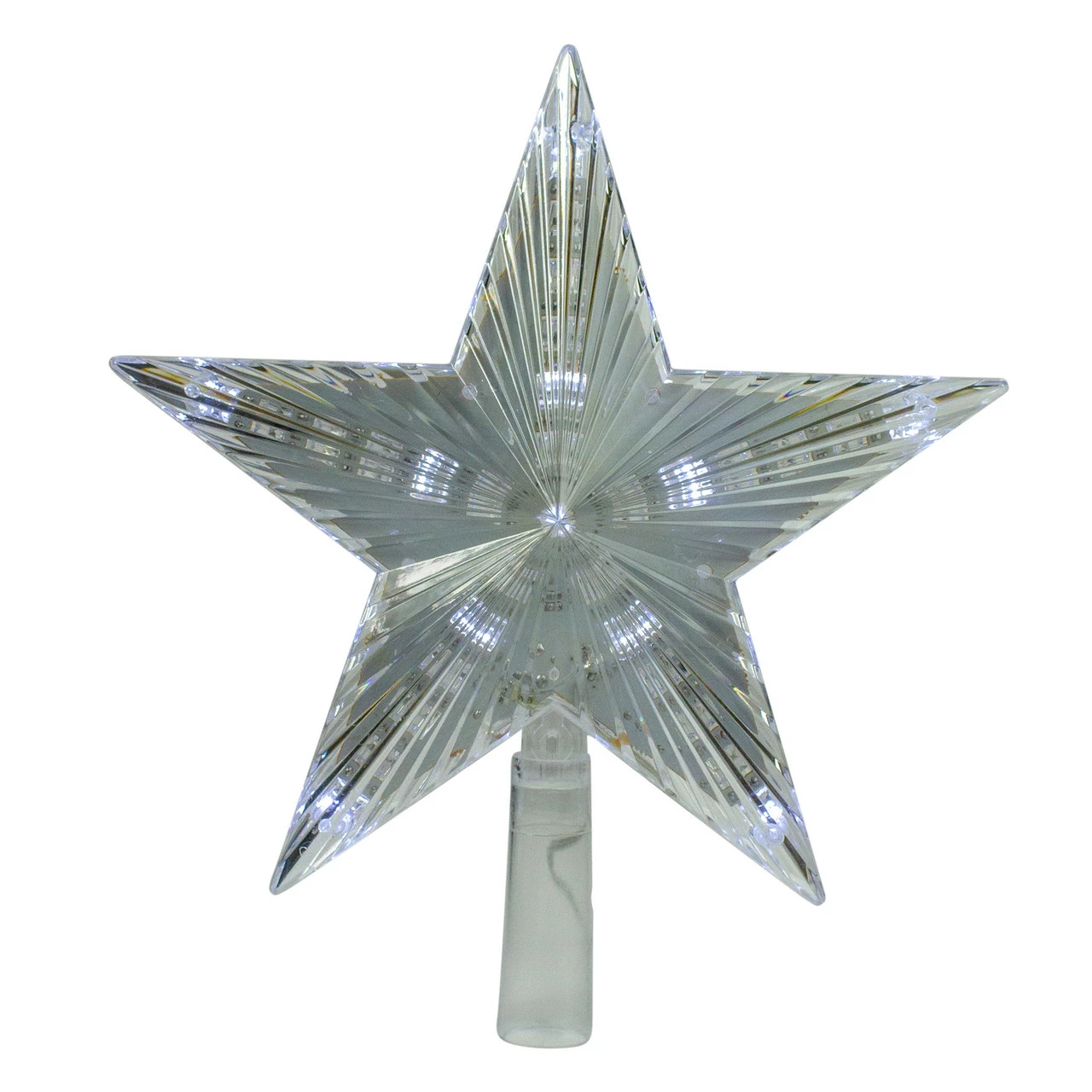 Hofert 9.5" Lighted Clear Twinkling 5-Point Star Christmas Tree Topper - Clear White LED Lights 1 Hofert 9.5" Lighted Clear Twinkling 5-Point Star Christmas Tree Topper - Clear White LED Lights