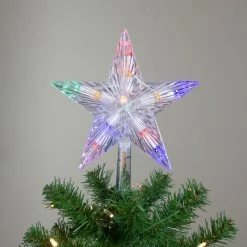 Hofert 9.5" Lighted Clear 5 Point Star Christmas Tree Topper - Multicolor LED Lights -Wreaths & Garland shop hofert 1967 3 10041.1588402620