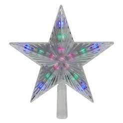 Hofert 9.5" Lighted Clear 5 Point Star Christmas Tree Topper - Multicolor LED Lights