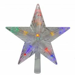 Hofert 9.5" Lighted Clear Constant Wide Angle 5 Point Star Christmas Tree Topper - Multicolor LED Lights
