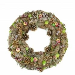 Northlight Brown Pine Cone And Fruit Glitter Artificial Christmas Wreath - 19.5-Inch, Unlit
