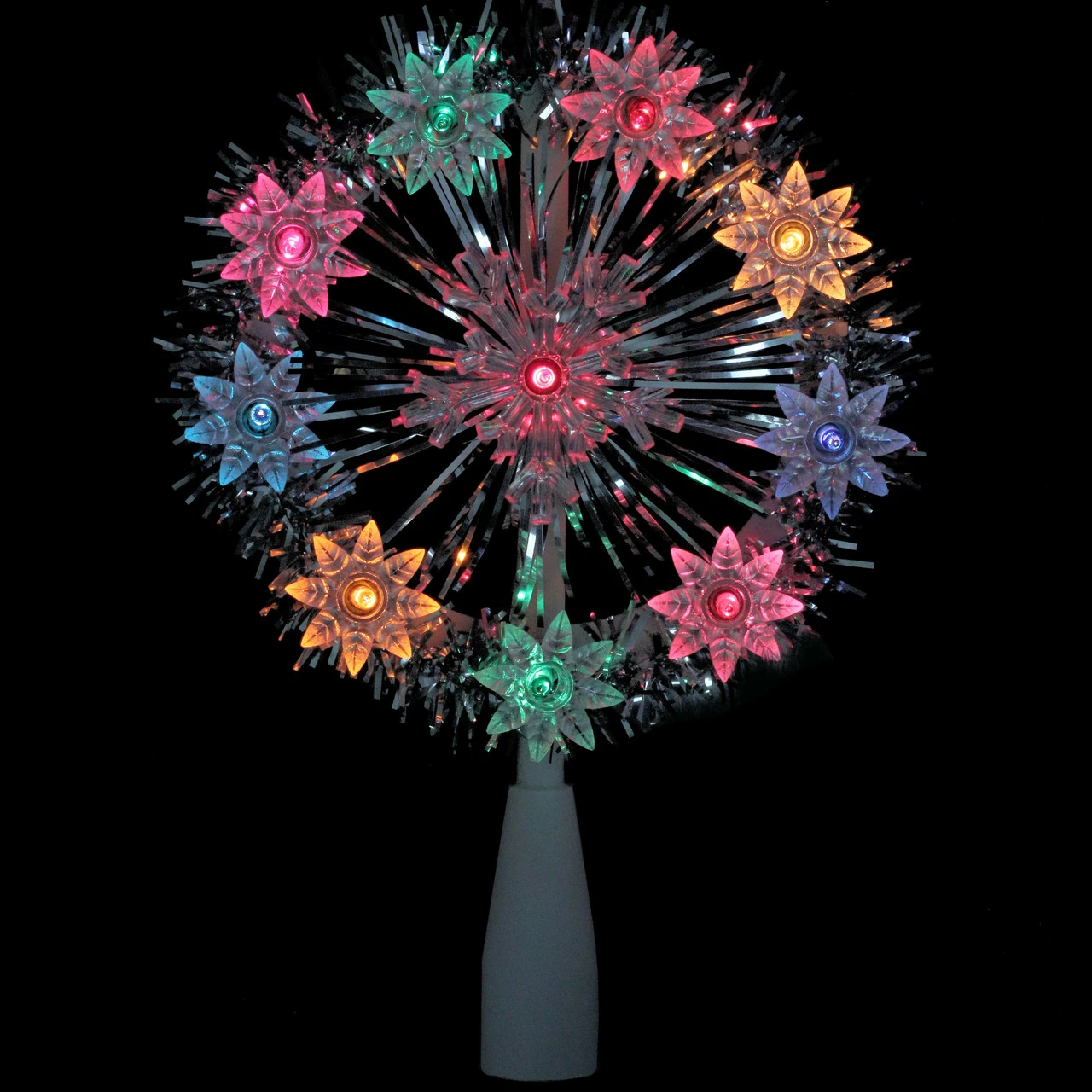 Northlight 7" Pre-Lit Silver Snowflake Starburst Christmas Tree Topper - Clear Lights 2 Northlight 7" Pre-Lit Silver Snowflake Starburst Christmas Tree Topper - Clear Lights - Image 2