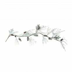 CC Christmas Decor 5' Snowy White And Brown Frosted Crystal Twig Pine Cone Christmas Garland