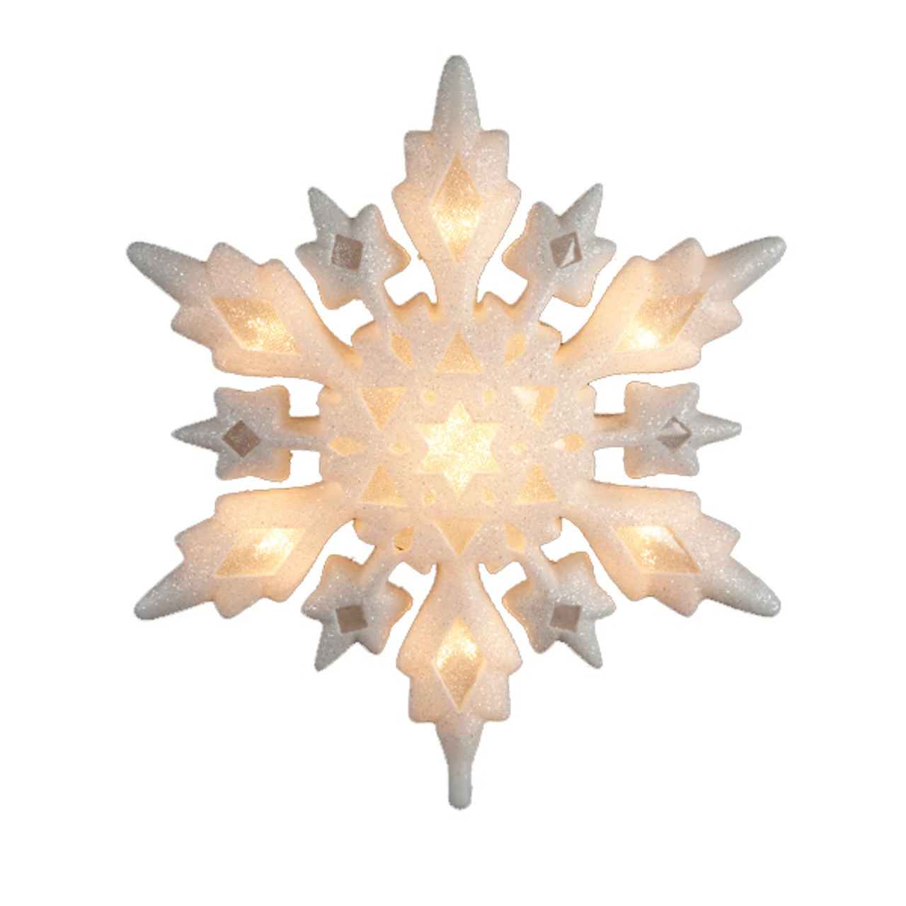 Kurt Adler Iridescent Glitter 3-Dimensional Snowflake Christmas Tree Topper - Clear Lights 1 Kurt Adler Iridescent Glitter 3-Dimensional Snowflake Christmas Tree Topper - Clear Lights