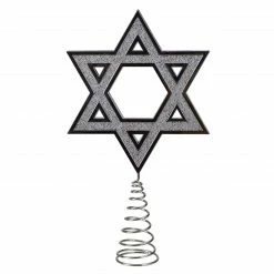 Kurt Adler 9.5" Silver Star Of David Hanukkah Holiday Tree Topper