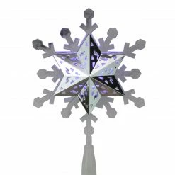 Kurt Adler 9.25'' Lighted White And Blue Rotating Snowflake Christmas Tree Topper - Clear LED Lights