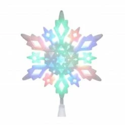 Kurt Adler 10 Lighted White Snowflake Christmas Tree Topper - Multi LED Lights