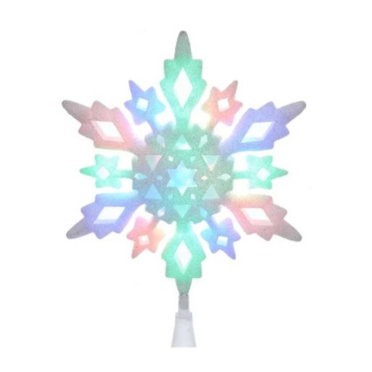 Kurt Adler 10 Lighted White Snowflake Christmas Tree Topper - Multi LED Lights 1 Kurt Adler 10 Lighted White Snowflake Christmas Tree Topper - Multi LED Lights