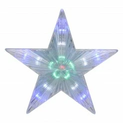 Kurt Adler 8.5" Clear Lighted Contemporary Tree Topper Star - Multi-Color Lights